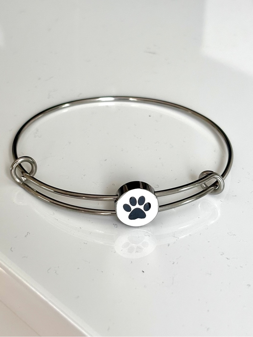 5/$20!! Silver Paw Print Adjustable Pet Lover Bangle Bracelet